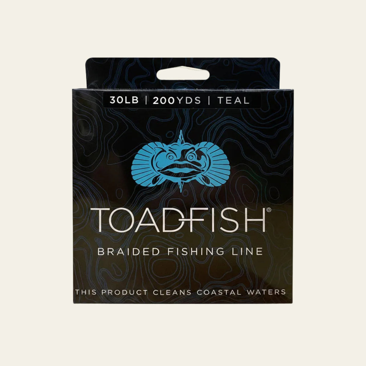 Toadfish 30 lb teal braided fishing line, 200 yard spool in retail packaging