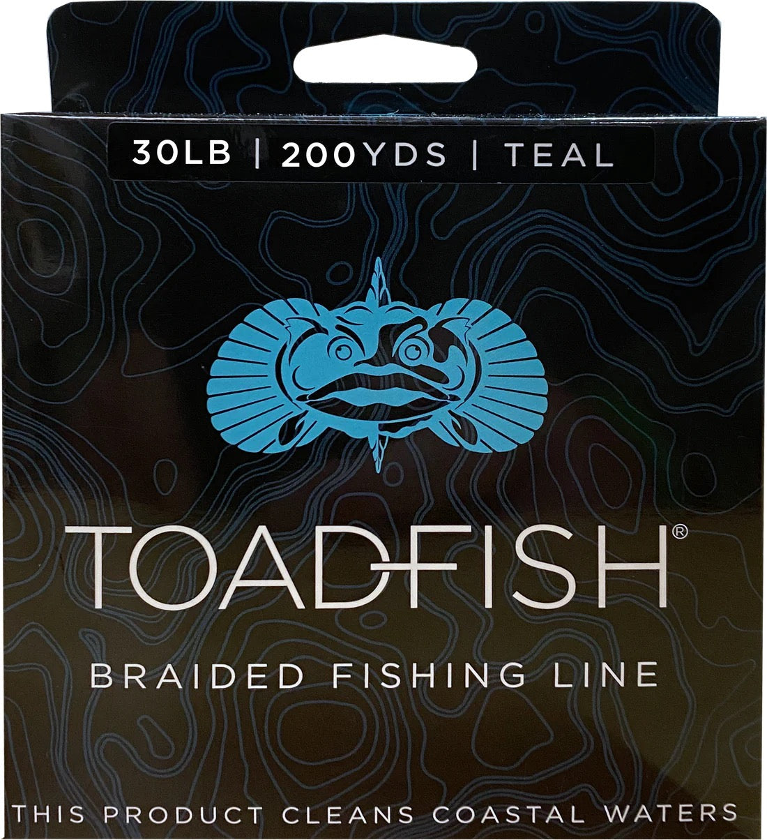 Toadfish 30 lb teal braided fishing line, 200 yard spool in retail packaging