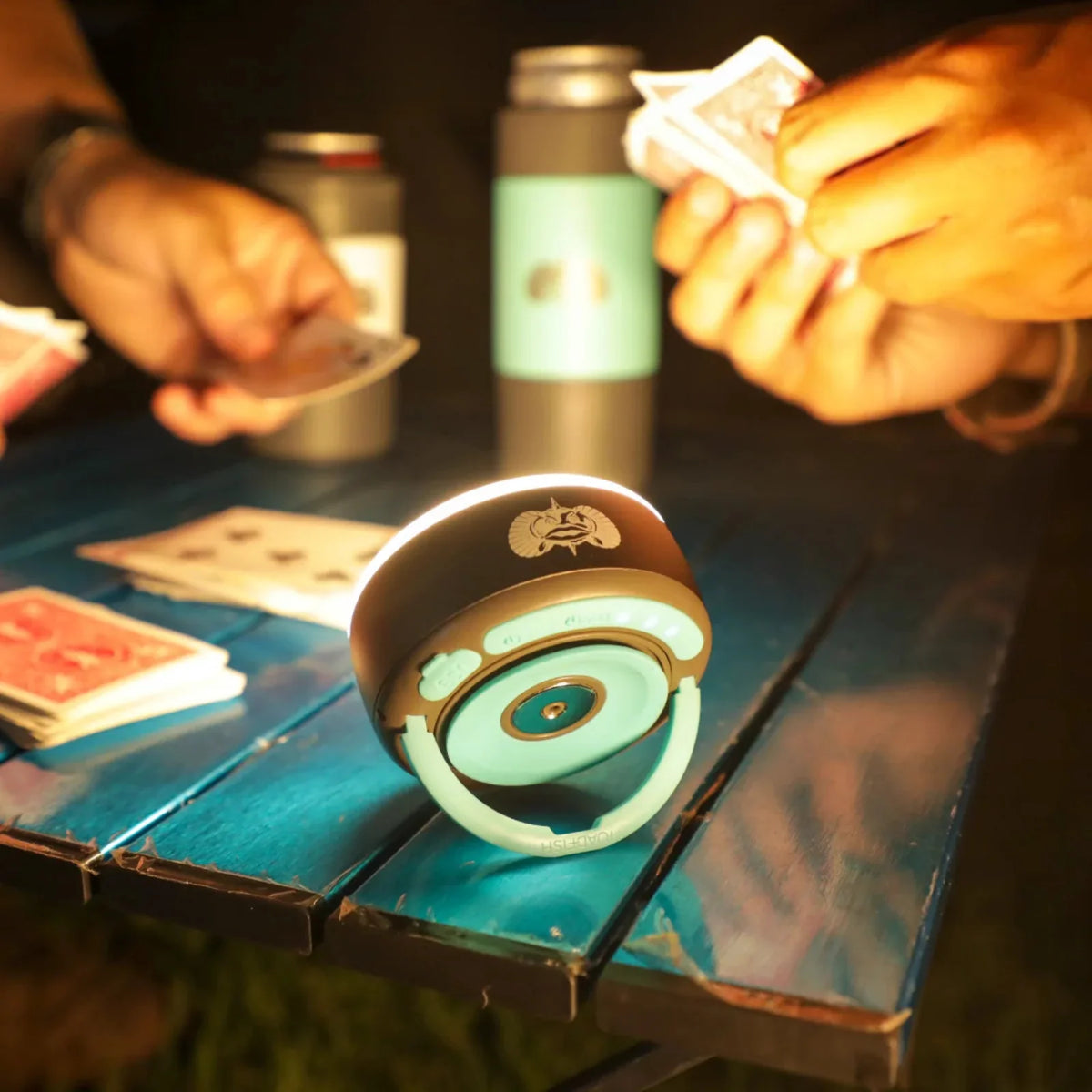 Toadfish Stowaway LED lantern extended and lit