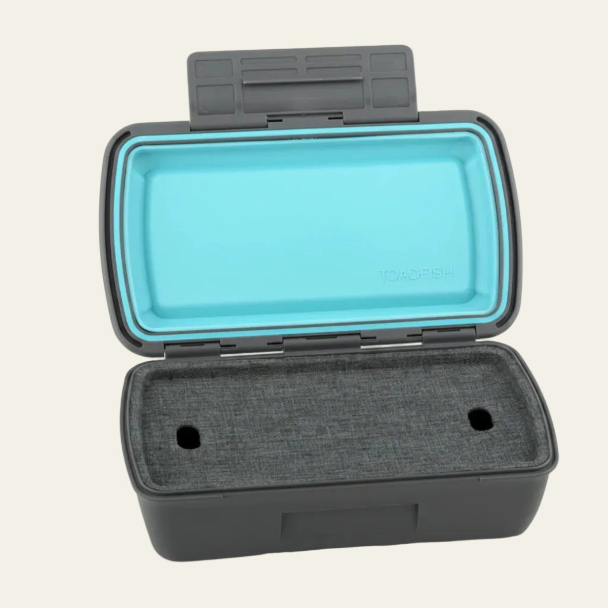 Toadfish Dry Box open showing the sealed interior