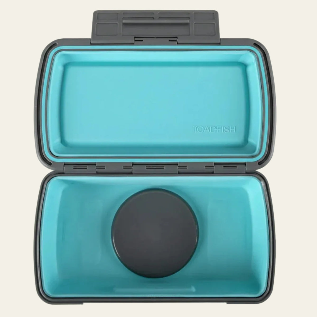 Toadfish Dry Box open with the lid raised